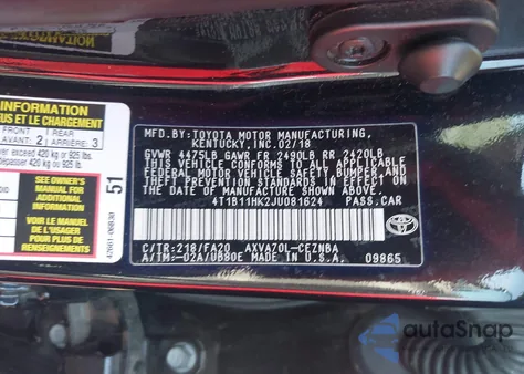 2018 Toyota Camry Le из США, поврежденный, VIN 4T1B11HK2JU081624